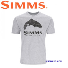 Футболка Simms Wood Trout Fill T-Shirt Grey Heather